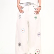 批发设计感重工<b class='q'>镶钻</b>星星<b class='q'>牛仔裤</b>女装春夏季新款宽松薄款高腰直筒阔腿裤