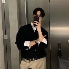 批发韩系男士针织开衫春季<b class='q'>新款</b>百搭小众设计麻花纹高端毛衣休闲潮