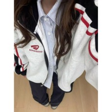 批发美式高街撞色拼接卫衣女秋季薄款设计感小众休闲运动<b class='q'>开衫</b>拉链外套