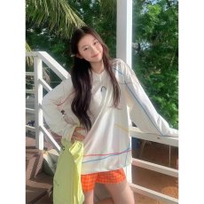 批发彩色哈苏线拼接速干<b class='q'>长袖</b>女早秋穿搭羽毛球运动T恤<b class='q'>户外</b>漂流骑行服