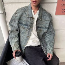 批发春秋季潮牌浅色<b class='q'>牛仔外</b><b class='q'>套男</b>韩版潮牌薄款刺绣帅气男褂子秋装外衣衫