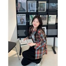 批发美式复古拼色格子<b class='q'>衬衫</b>男春秋新款设计感内搭拼接牛仔领格纹外套