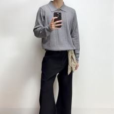 批发休闲针织衫男士春秋季新款痞帅宽松打底长袖T恤内搭POLO领毛衣男