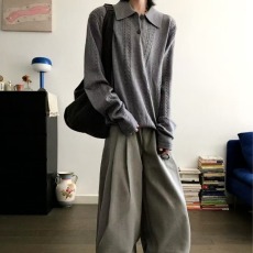 批发休闲针织衫男士春秋季新款痞帅宽松打底长袖T恤内搭POLO领毛衣男