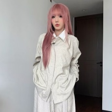 批发2025简约假两件双层领长袖衬衫男<b class='q'>街头</b>休闲垂感衬衣老钱风