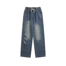 批发春<b class='q'>夏装</b>新款高腰牛仔裤<b class='q'>中老年女装</b>水洗复古牛仔裤宽松直筒裤女