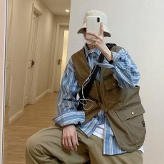 批发日系多口袋工装马甲男<b class='q'>夏季</b>潮牌宽松坎肩上衣ins痞帅休闲背心<b class='q'>外套</b>