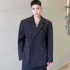 批发春季高级感痞帅<b class='q'>西服</b><b class='q'>男士</b>设计感上衣网红休闲禁欲系西装外套发型师