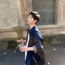 批发蓝色牛仔<b class='q'>衬衫</b>长袖男生春秋季2025新款日常百搭外套上衣<b class='q'>衬衣</b>纯色