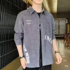 批发<b class='q'>男</b>士夹克春秋款2025新款宽松翻领工装上衣服<b class='q'>休闲</b>百搭外套<b class='q'>男</b>款