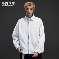 批发日系简叠搭工装<b class='q'>衬衫</b><b class='q'>男</b>春秋季新款宽松<b class='q'>休闲</b>纯色长袖<b class='q'>衬衣</b>