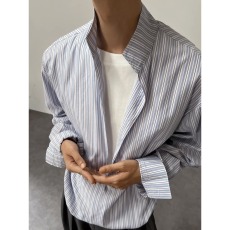 批发美式复古不规则立领假两件<b class='q'>长袖</b><b class='q'>衬衣</b><b class='q'>男</b>女设计感休闲宽松情侣<b class='q'>衬衫</b>潮