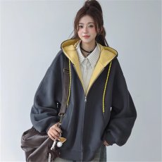 批发开衫卫衣男秋季港风格子上衣大码宽松潮牌ins休闲连帽外套