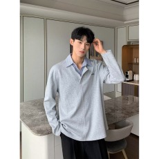 批发假两件条纹翻领拼接学院风长袖上衣2025春秋季新款<b class='q'>男生</b>Polo衫