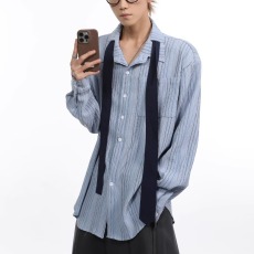 批发2025秋季新款男士条纹长袖衬衫宽松休闲衬衣大码潮流男装<b class='q'>外套</b>