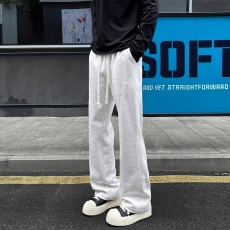 批发美式斜切弯刀卫裤男<b class='q'>秋</b>季潮牌cleanfit修身微喇裤重磅休闲运动长裤