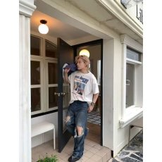 批发美式破洞<b class='q'>牛仔裤</b>男潮牌复古老爹裤子ins垂坠感直筒宽松阔腿乞丐裤