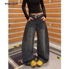 批发美式复古街头设计感弯刀<b class='q'>牛仔裤</b>男潮牌宽松直筒阔腿裤子高街镰刀裤