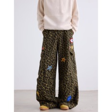 批发美式复古多口袋豹纹工<b class='q'>装</b><b class='q'>裤</b>女欧美街头hiphop<b class='q'>宽松</b>休闲酷帅阔腿<b class='q'>裤</b>子