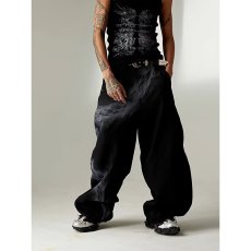 批发小众腰带装饰黑色西裤<b class='q'>男士</b>高街宽松直筒<b class='q'>休闲</b>垂坠感长裤高级阔腿裤