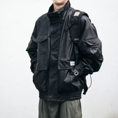 批发美式复古PU<b class='q'>皮衣</b>夹克男春秋新款宽松黑色痞帅机车服翻领上衣外套潮