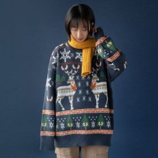 批发圣诞节衣服麋鹿红色毛衣女加厚冬季2023年新款<b class='q'>宽松</b>外穿套头<b class='q'>针织衫</b>