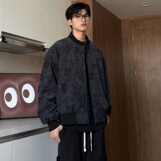 批发美式复古麂皮绒夹克男春季户外防风防水机车<b class='q'>外套</b>高级感皮衣棒球服