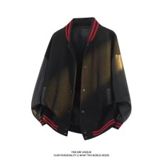批发美式高街棒球服<b class='q'>外套</b>男款开春穿搭拼接撞色美式飞行夹克高级感上衣