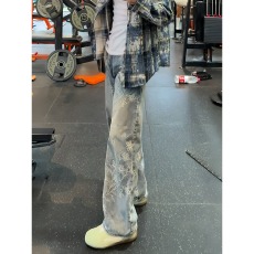 批发cleanfit提花刺绣牛仔裤<b class='q'>男</b>潮牌痞帅高级感直筒裤窄版弯刀微喇<b class='q'>裤子</b>