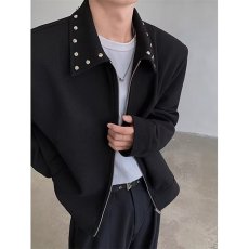 批发美式高街垫肩西装外套<b class='q'>男</b>金属飞机扣设计感夹克秋季痞帅炸街小<b class='q'>西服</b>