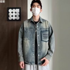 批发牛仔<b class='q'>衬衫</b>男春秋款复古做旧外套男潮牌青少年水洗褂子<b class='q'>衬衣</b>型夹克衫