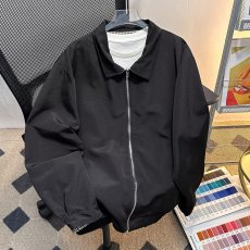 批发日系轻薄翻领夹克男秋季大码肌理感宽松上衣潮牌慵懒风外套