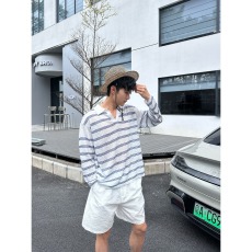 批发夏季新款条纹防晒衫男宽松休闲长袖<b class='q'>T</b><b class='q'>恤</b>