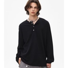 批发2025新款<b class='q'>V领</b>扣子潮流<b class='q'>男士</b>长袖<b class='q'>T</b><b class='q'>恤</b>秋衣打底衫纯色体白上衣服