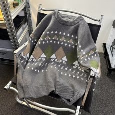 批发美式经典复古毛衣男秋冬季潮牌胖子宽松大码日系民族风休闲针织衫