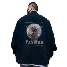 批发美式秋款翻领外套男春秋季高街潮牌ins大码夹克加厚宽松冬装上衣