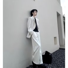 批发2025秋季新款轻奢商务大码<b class='q'>男</b>装绅士休闲双排扣白<b class='q'>西服</b>西装外套