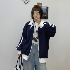 批发美式复古慵懒中性风撞色插肩袖卫衣男女宽松潮牌<b class='q'>情侣</b><b class='q'>拉链</b>开<b class='q'>衫</b>外套