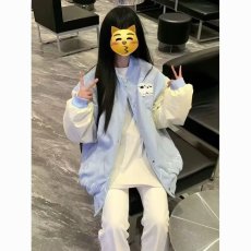 批发美式复古外套女春秋2025新款潮牌撞色翻领宽松<b class='q'>情侣</b><b class='q'>夹克</b>棒球服开<b class='q'>衫</b>