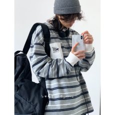 批发春秋新款日系复古小清新长袖条纹<b class='q'>T</b><b class='q'>恤</b>男女学生休闲宽松海魂衫卫衣