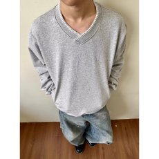 批发长袖T恤男士秋季秋衣薄款打底衫纯色休闲内搭V领黑色上衣服