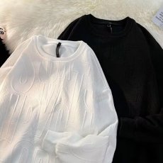 批发立体提花长袖恤<b class='q'>男士</b>款宽松潮牌美式高街秋装潮流圆领<b class='q'>卫衣</b>外套
