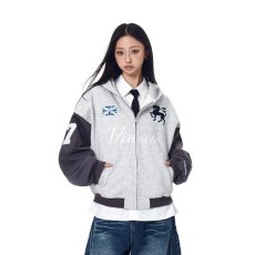 批发ins时尚索<b class='q'>罗</b>娜复合400<b class='q'>克</b>拼接刺绣开衫卫衣原宿简约百搭流行气质