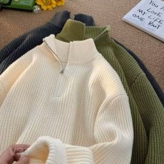 批发半拉链高领毛衣男士冬季加厚保暖简约纯色立领内搭针织打底羊毛衫