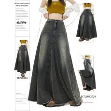 批发美式复古包臀鱼尾<b class='q'>牛仔</b>半身裙女夏季新款高腰显瘦大摆中长款a字裙