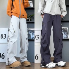批发高街机能工装冲锋裤子男女秋季潮牌拉链设计感大码宽松直筒休闲裤