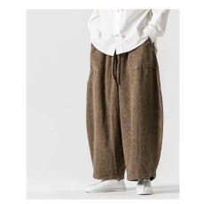 批发新中式毛呢阔腿休闲裤男锥形宽松<b class='q'>加肥</b><b class='q'>加大</b>码中国风<b class='q'>男装</b>灯笼哈伦裤