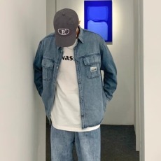 批发美式复古水洗牛仔<b class='q'>衬衫</b>男士秋季新款潮牌宽松痞帅休闲工装<b class='q'>衬衣</b>外套