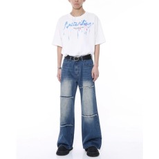 批发2025年春秋季潮流韩版痞帅宽松哈伦直筒裤水洗蓝色<b class='q'>休闲</b>牛仔裤子男