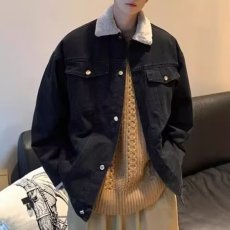 批发春秋款日系工装口袋<b class='q'>牛仔</b>夹克男士韩版百搭青少年休闲痞帅加绒<b class='q'>外套</b>